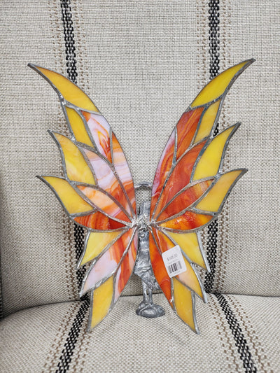 Orange/Red Fairy Colorful Stained Glass Wings Standing