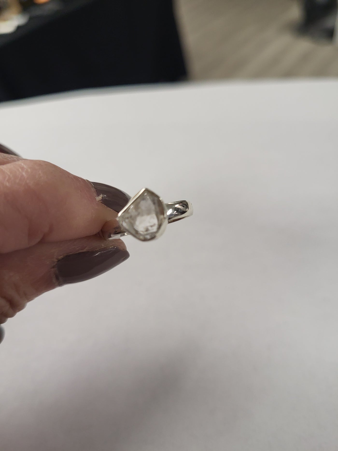 7-Herkimer Diamond Raw Sterling Silver Ring Size 7