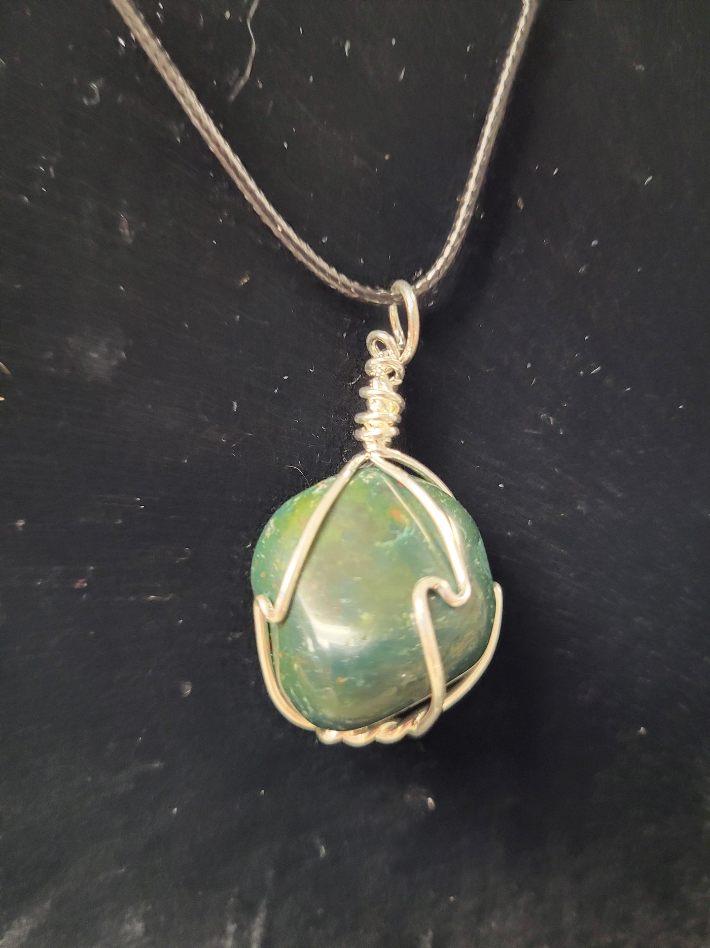 Bloodstone Wire Wrap Pendant & Necklace