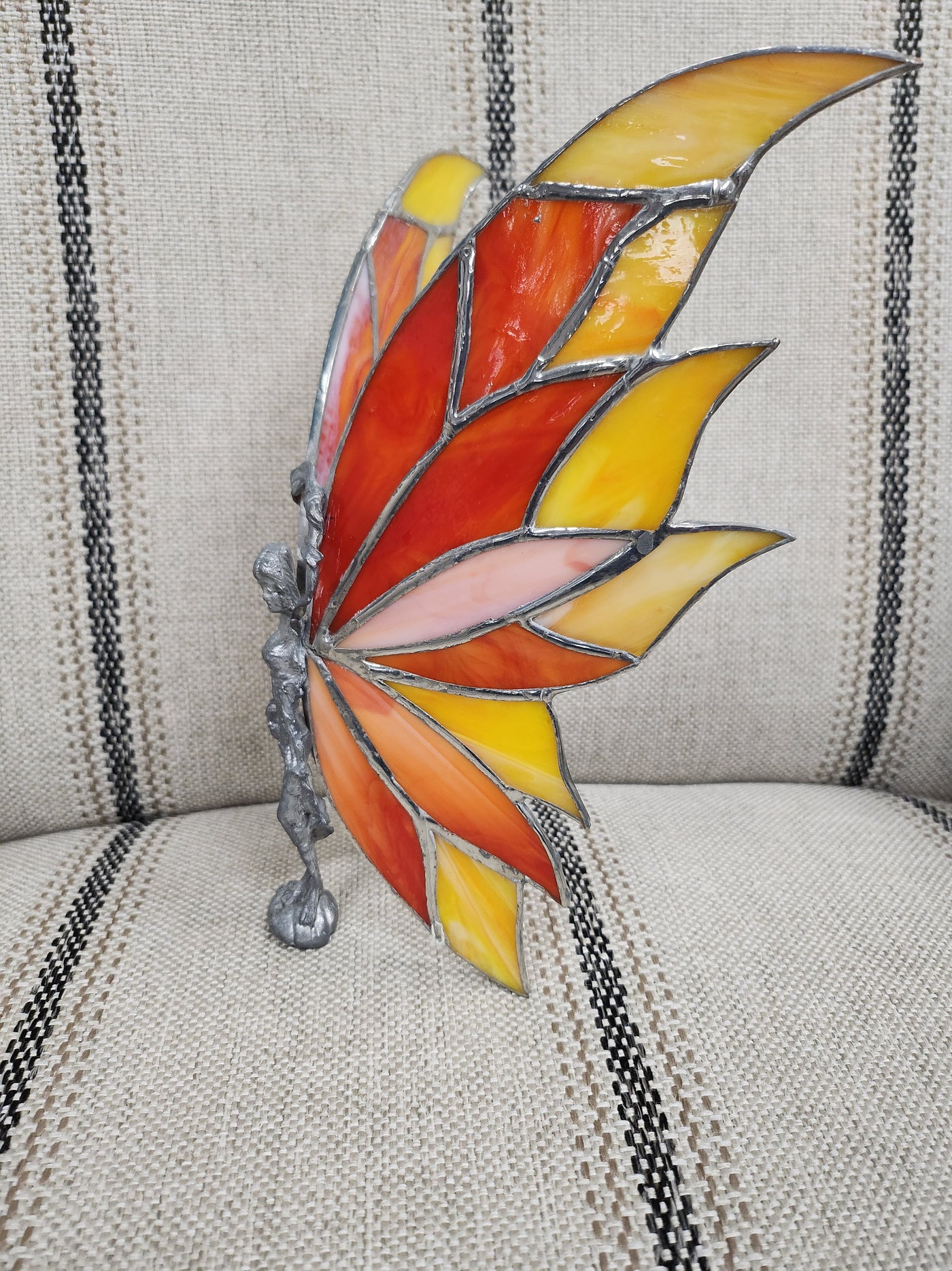 Orange/Red Fairy Colorful Stained Glass Wings Standing