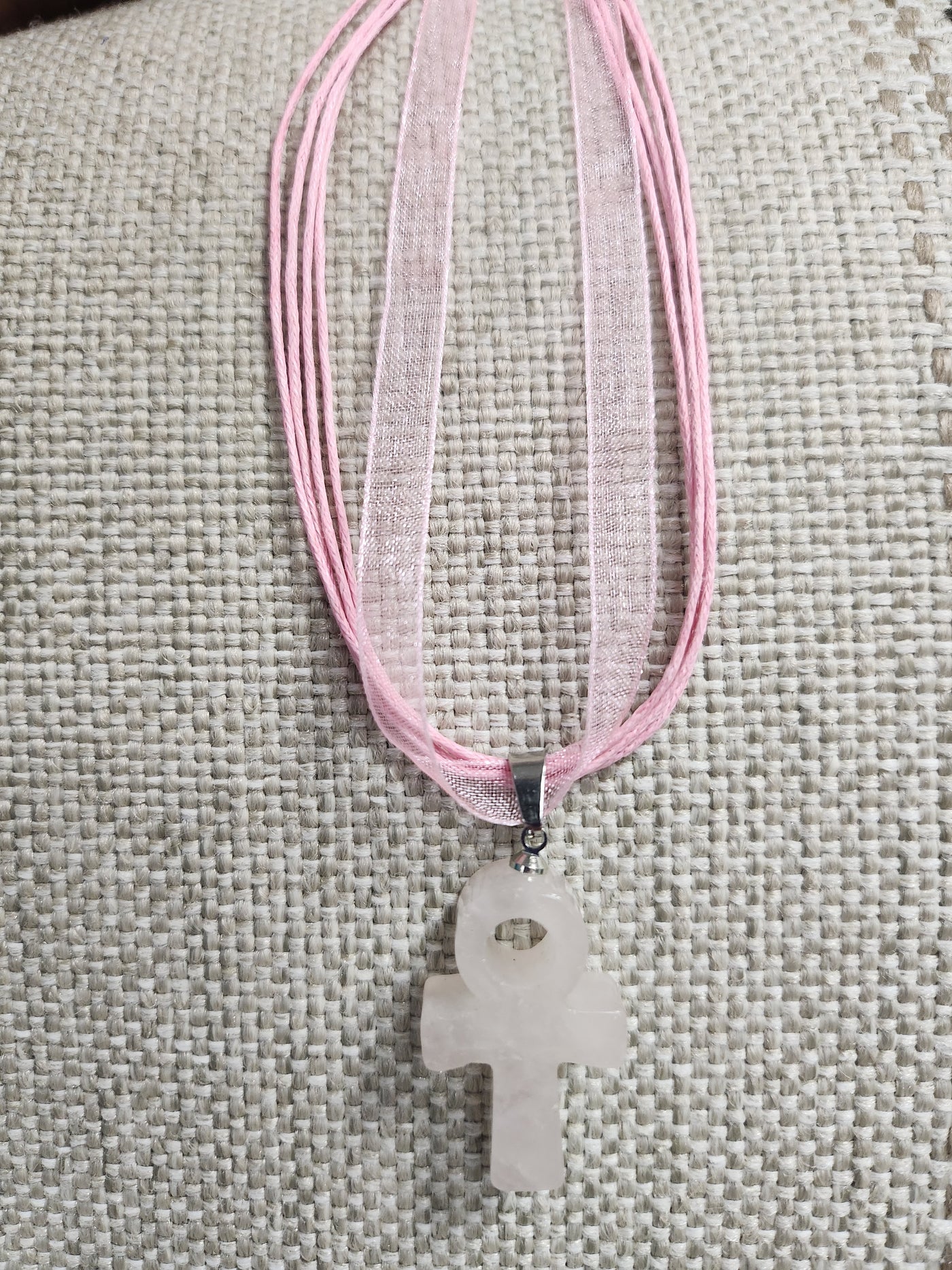 Rose Quartz Ankh Pendant & Necklace