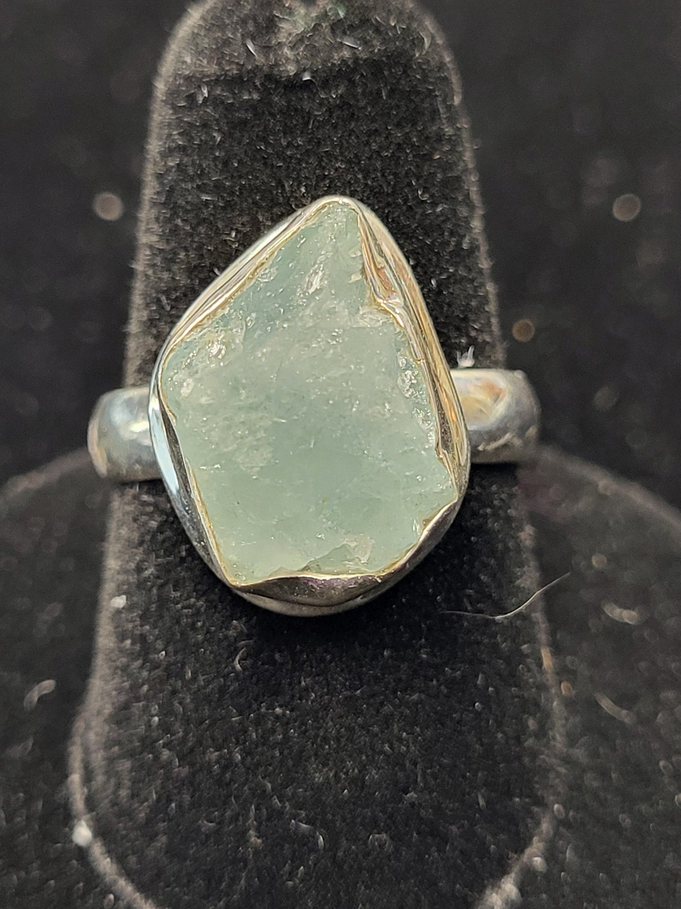 Aquamarine Raw Freeform Ring Sterling Silver Size 7.5