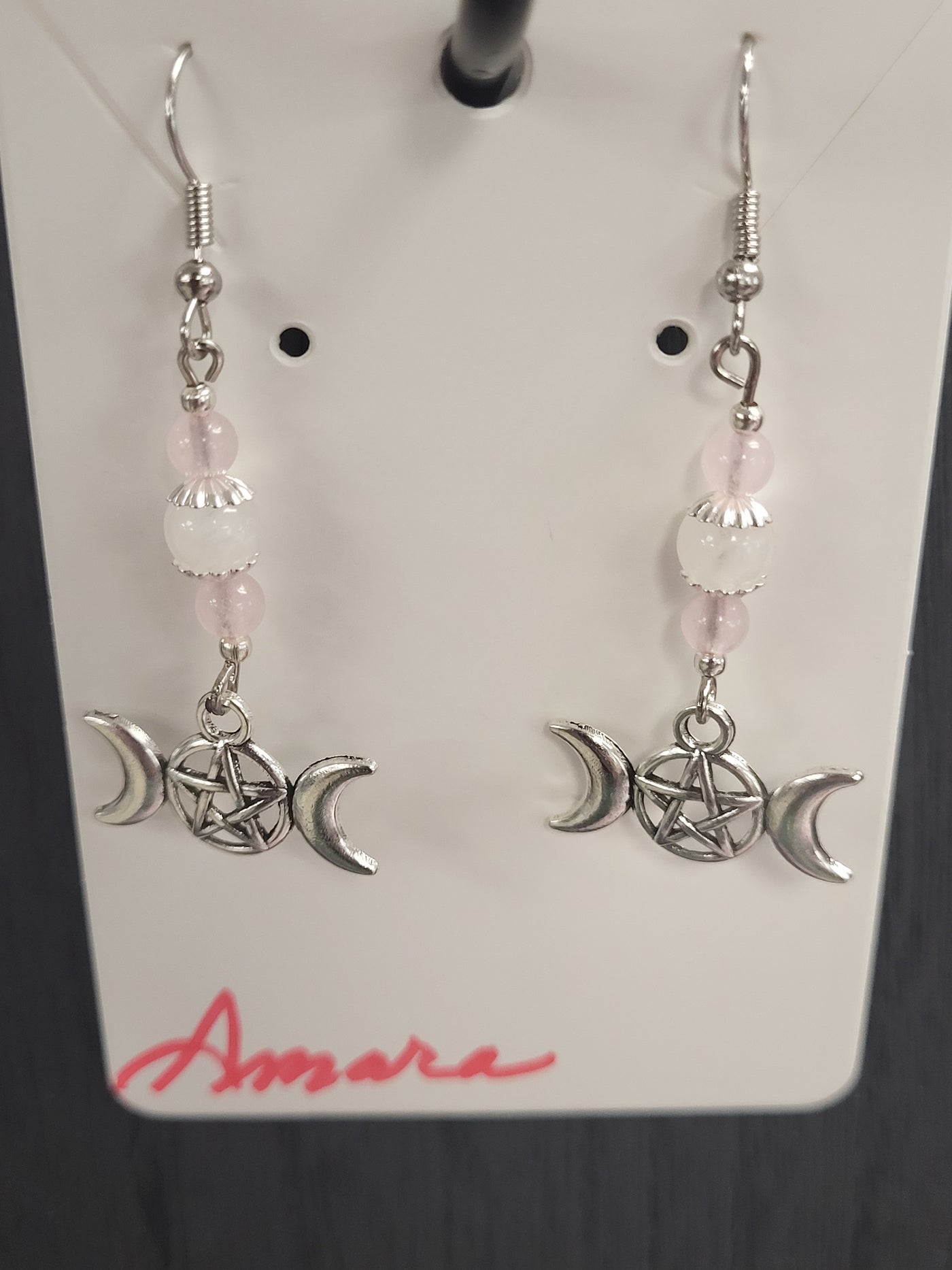 Moonstone & Rose Quartz w/Triple Goddess Earrings