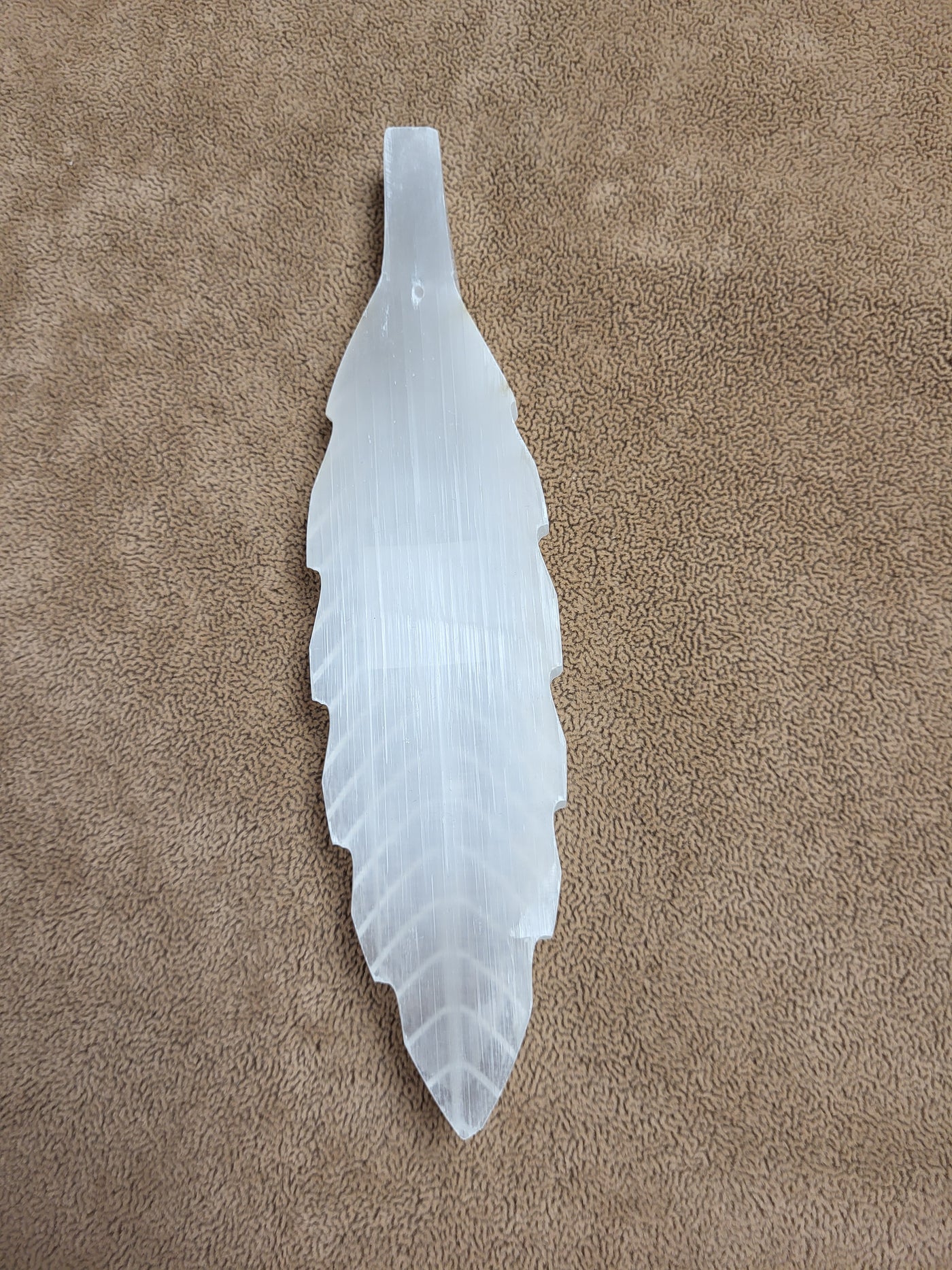 Selenite Incense Holder - Feather design