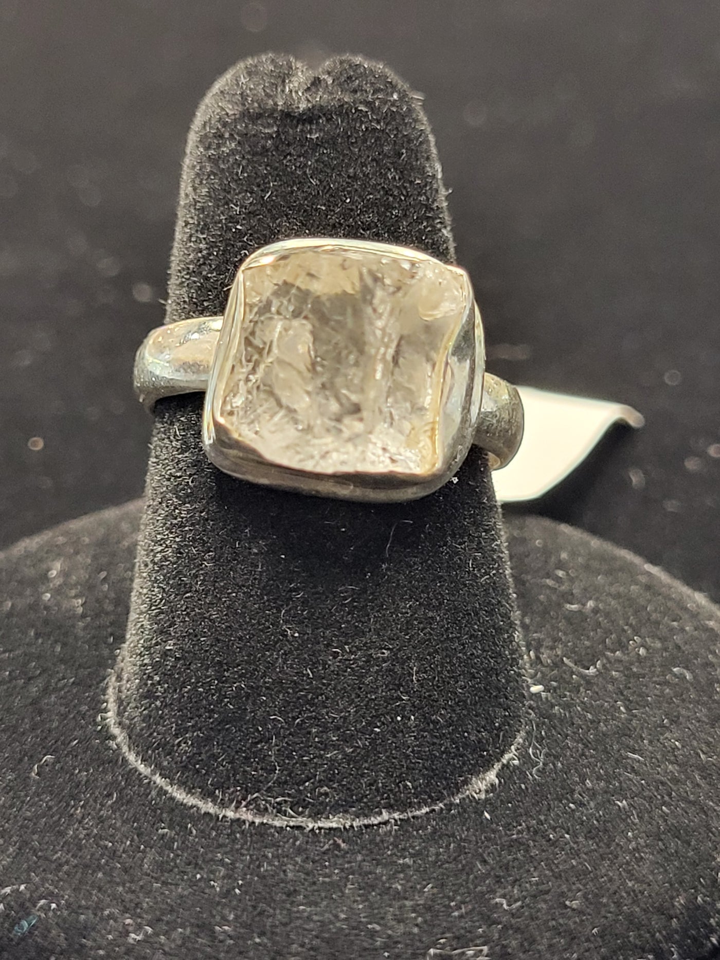 Clear Quartz Raw Freeform Sterling Silver Ring Size 8.5