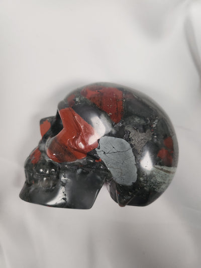 Bloodstone Carved Skull 4.12"