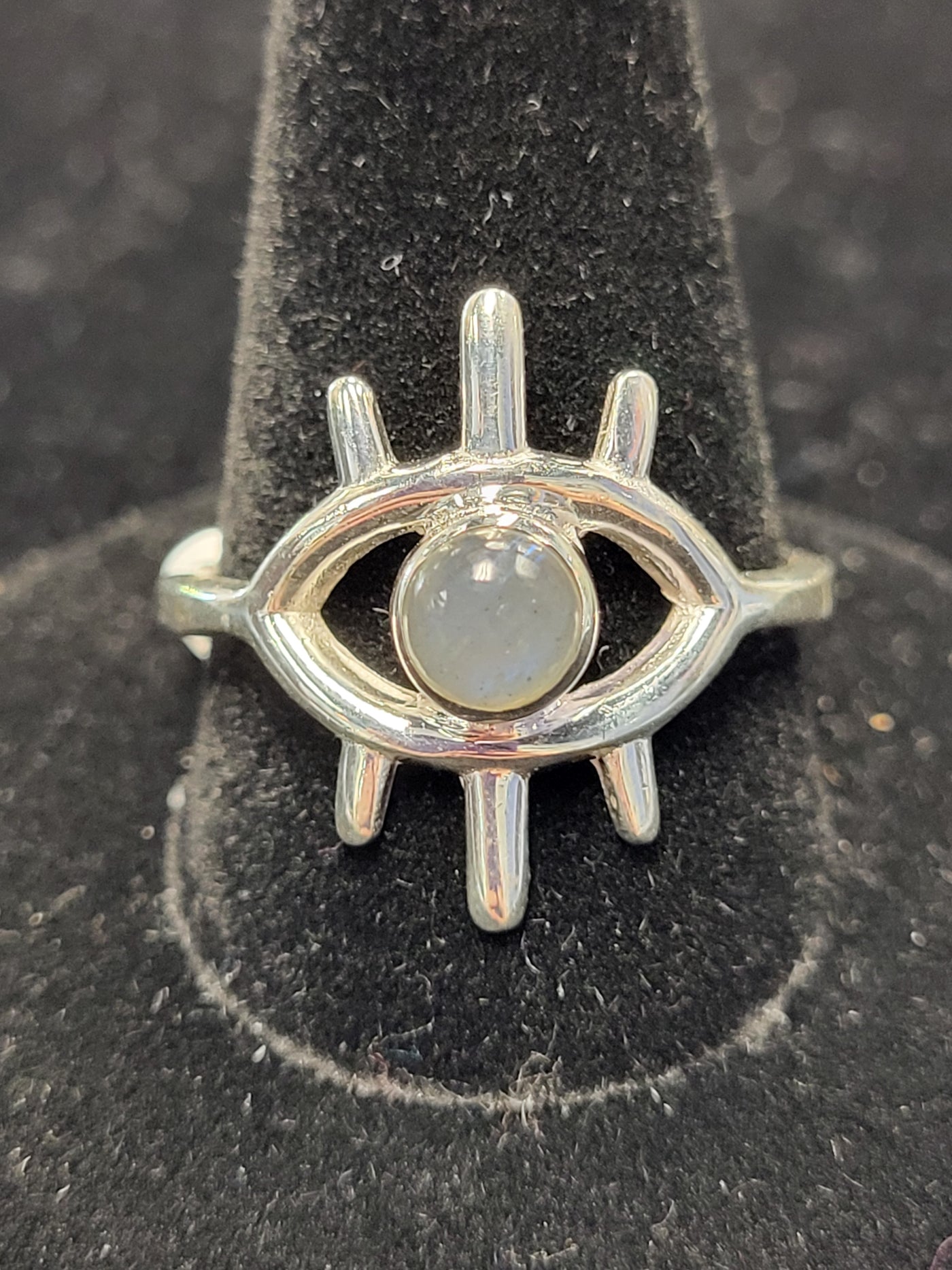 Labradorite Evil Eye Ring Sterling Silver Size 9