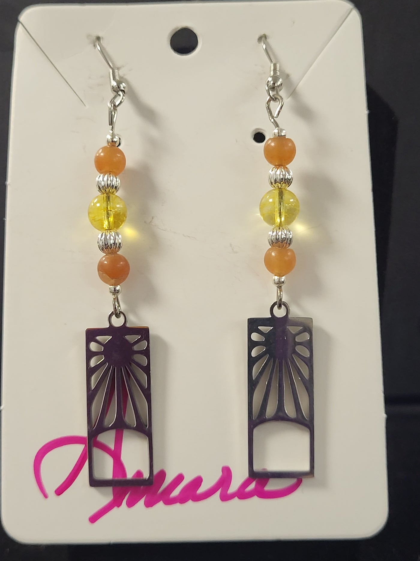 Citrine & Carnelian w/Sunburst Earrings