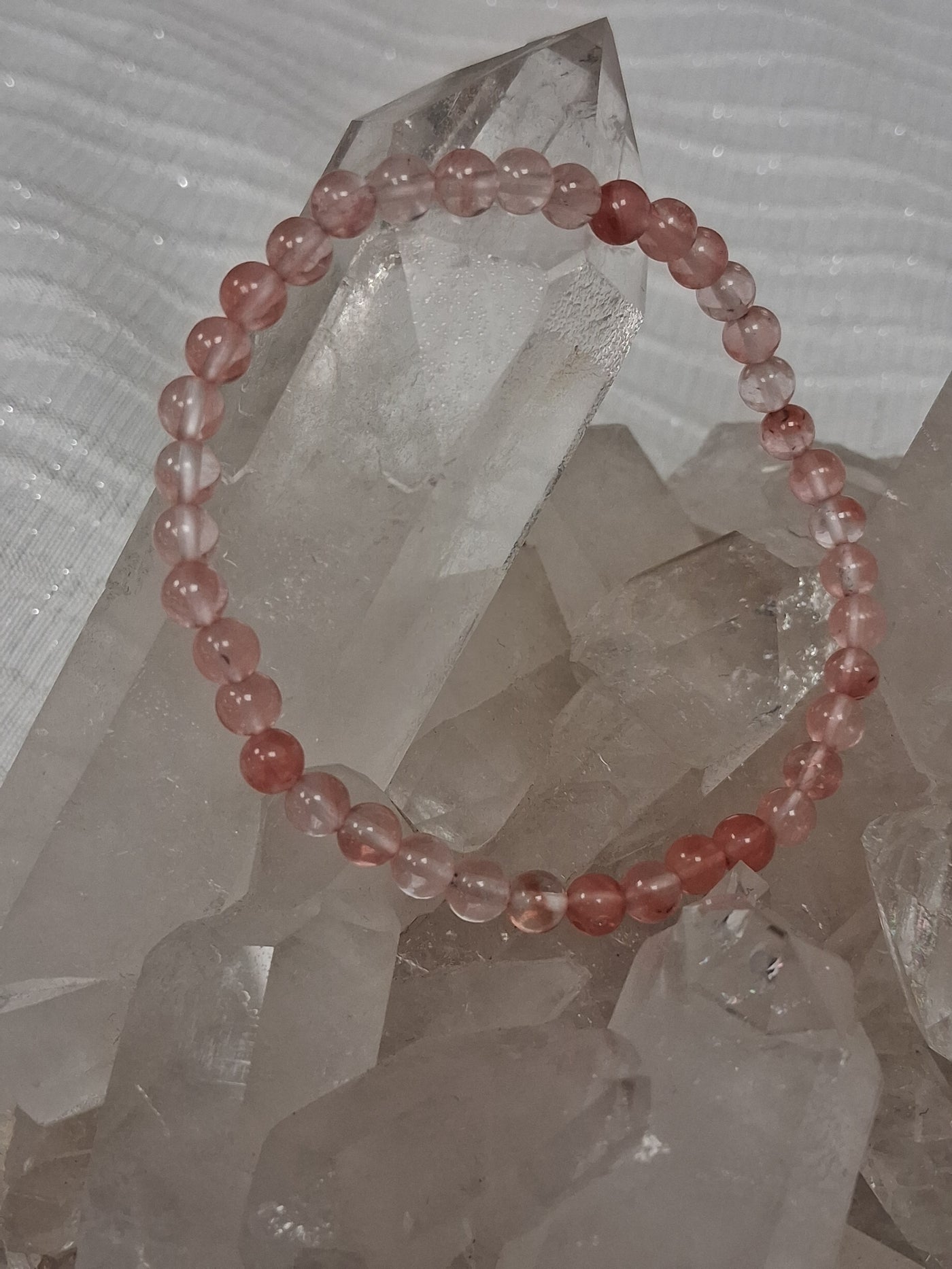 Cherry Quartz Crystal Bead 4mm Bracelet