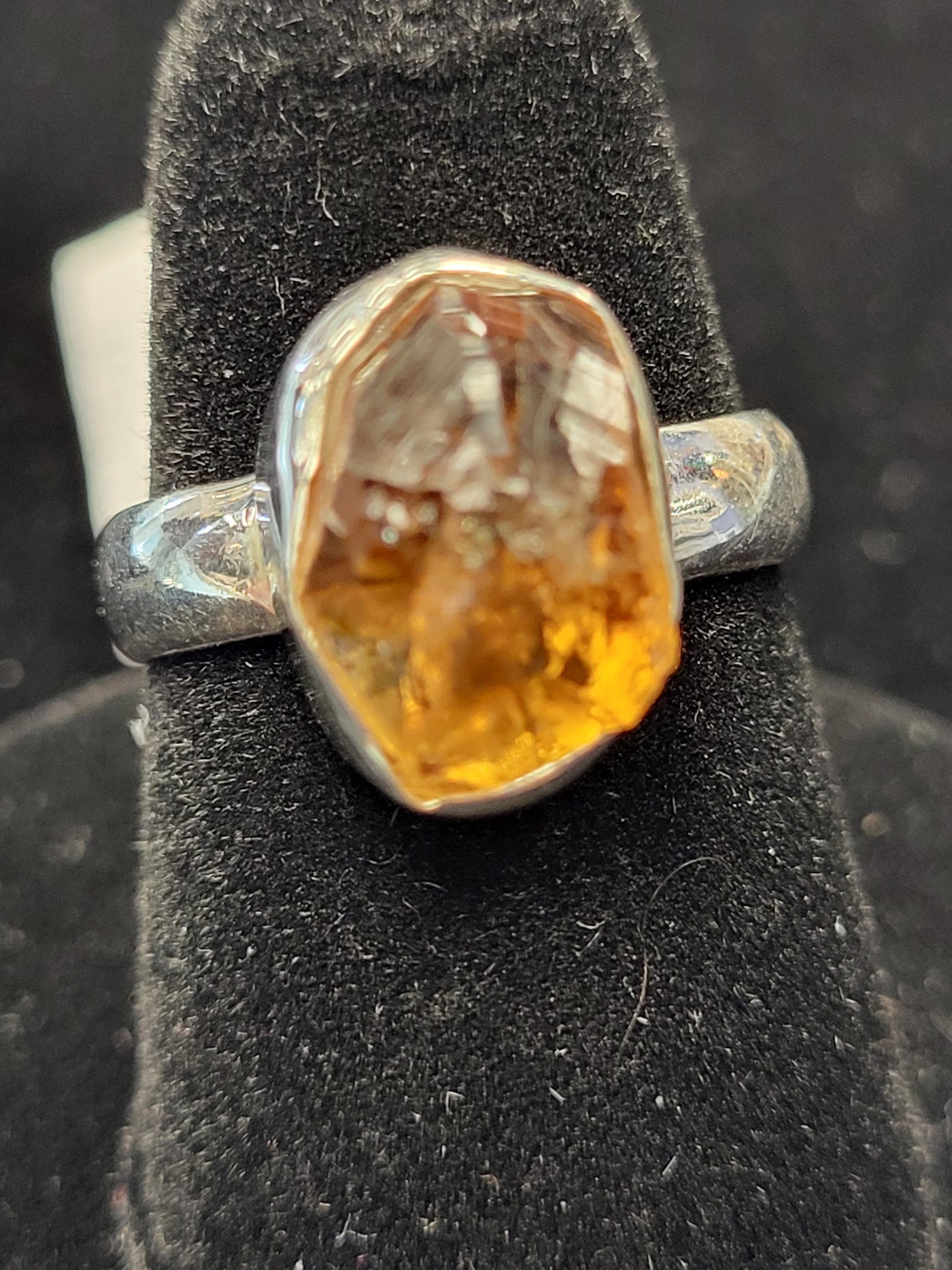 6.5 Citrine Freeform Ring Sterling Silver Size 6.5