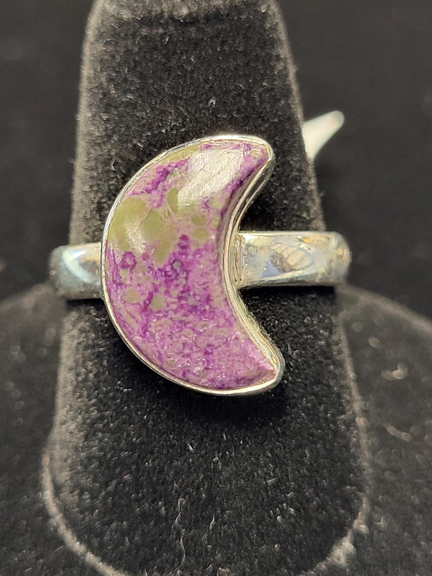 Stichtite Moon Sterling Silver Ring Size 8