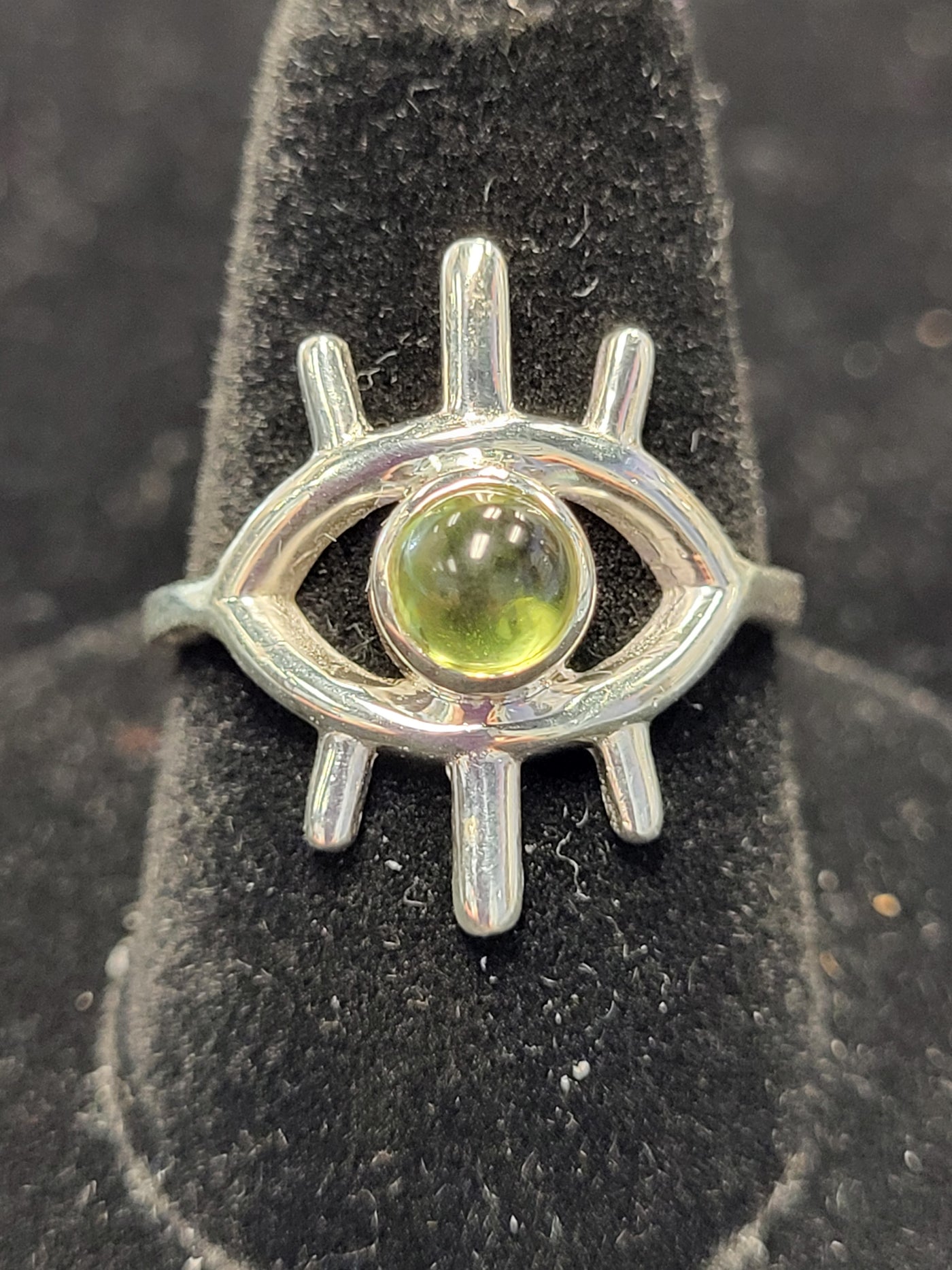 Peridot Evil Eye Ring Sterling Silver Size 9