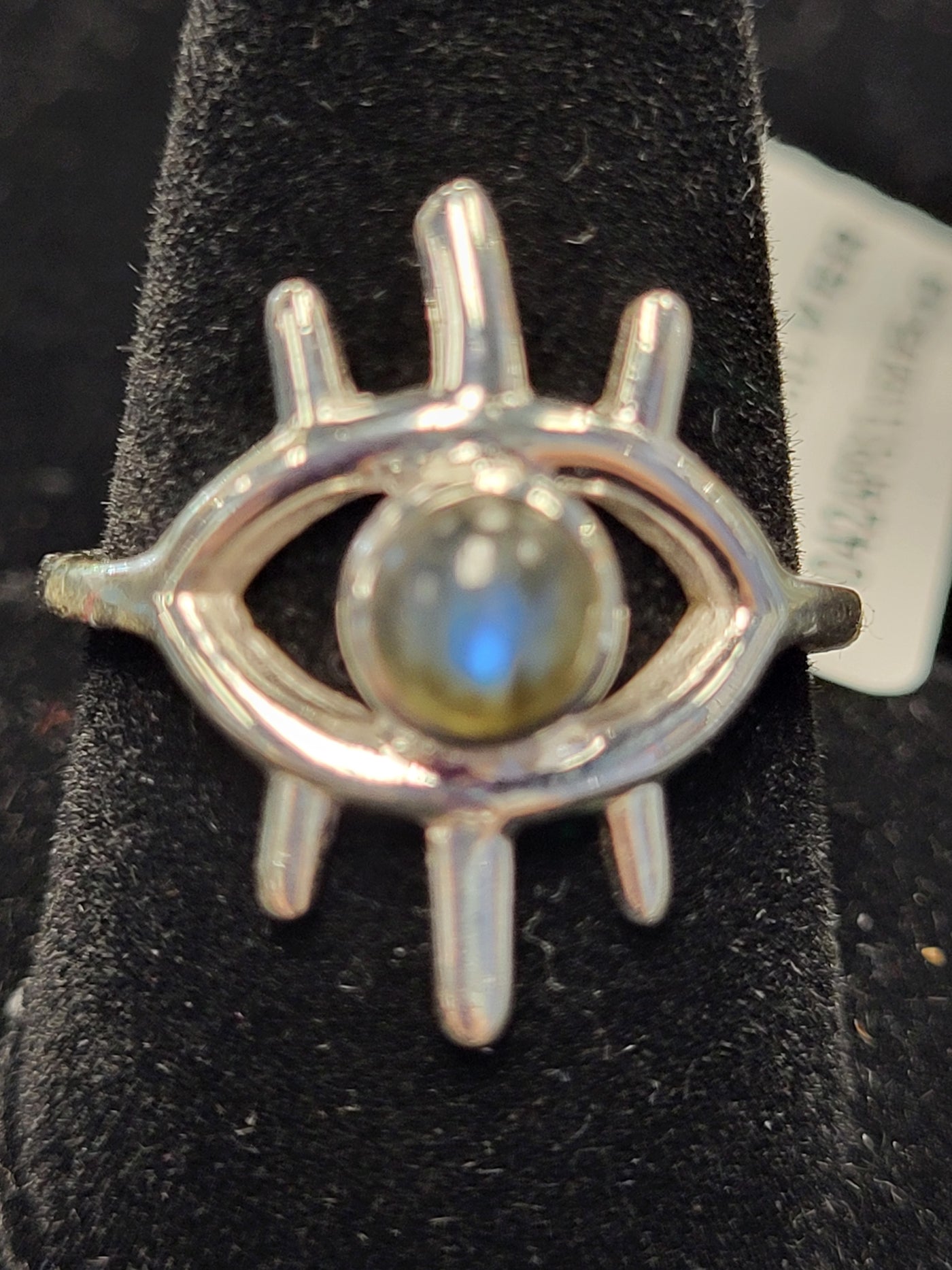 Labradorite Evil Eye Ring Sterling Silver Size 8