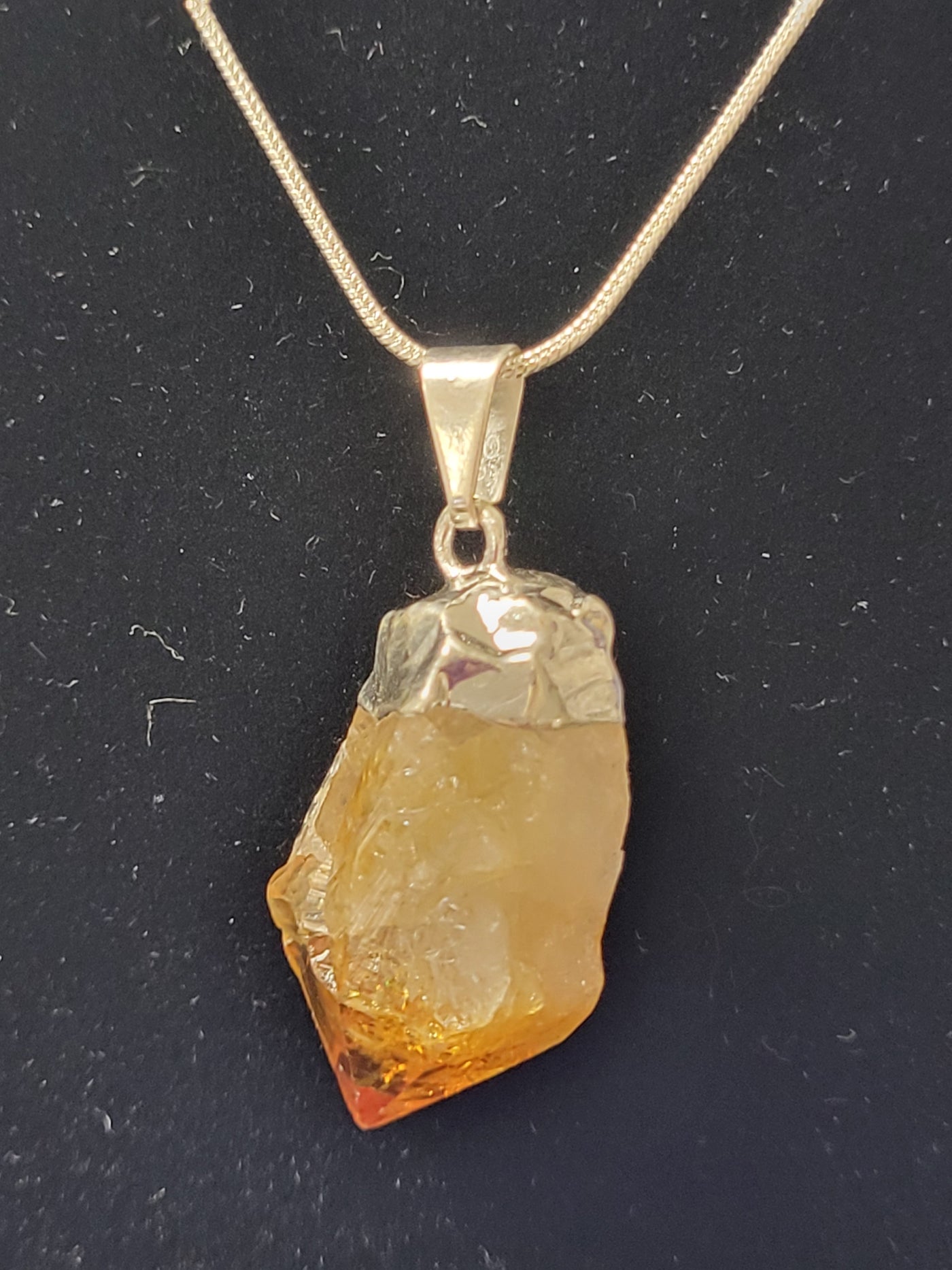 Citrine Point Electroplated Silver Pendant & Necklace