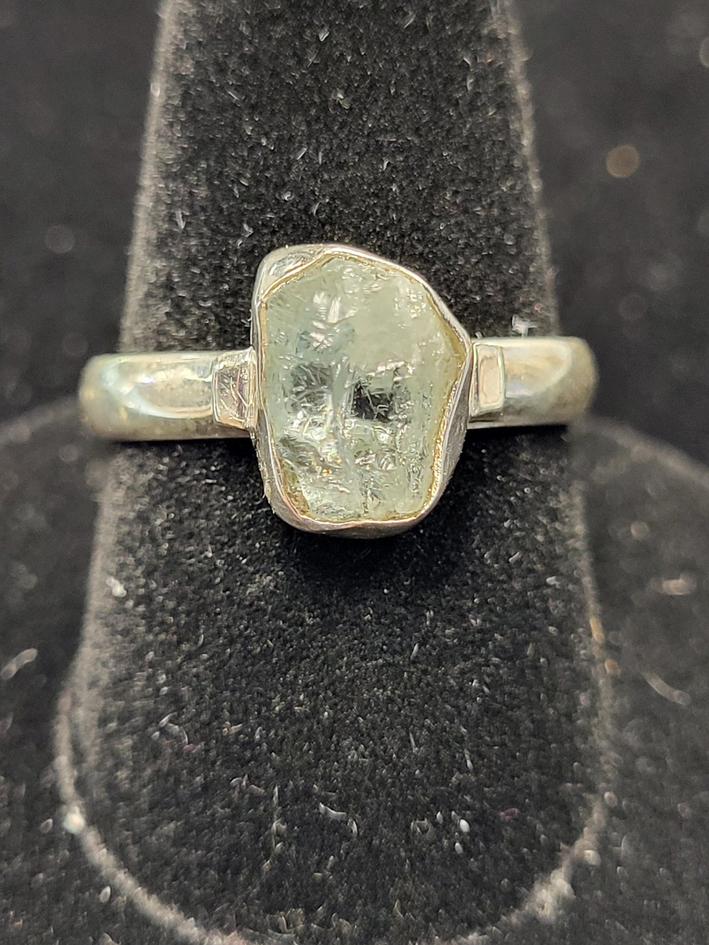 Aquamarine Raw Ring Sterling Silver Size 8.5