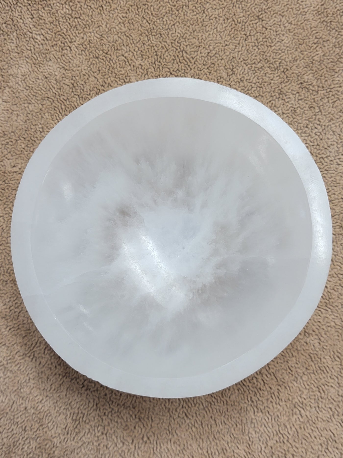 4" Round Bowl Dish Charging Cleansing Selenite Carved