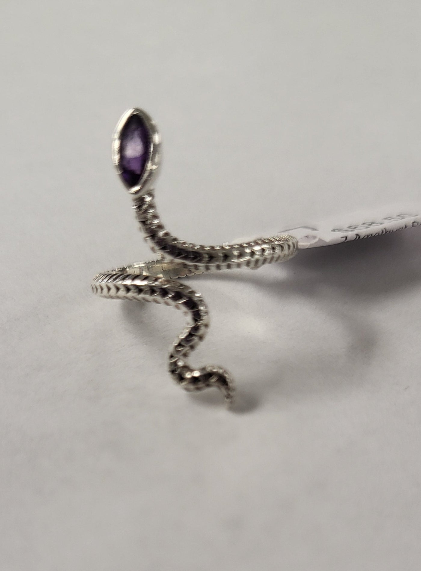 7-Amethyst Snake Wrap Around Adjustable Sterling Silver Ring Size 7