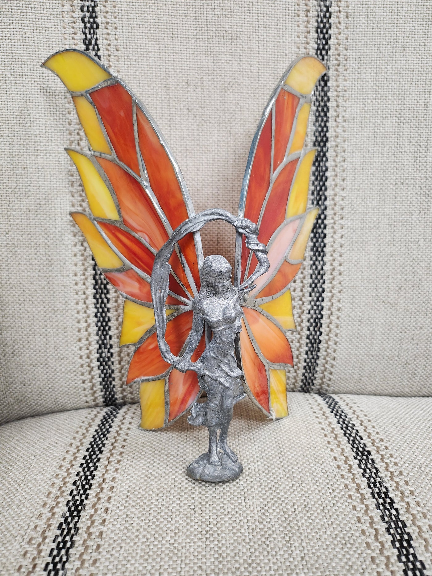 Orange/Red Fairy Colorful Stained Glass Wings Standing