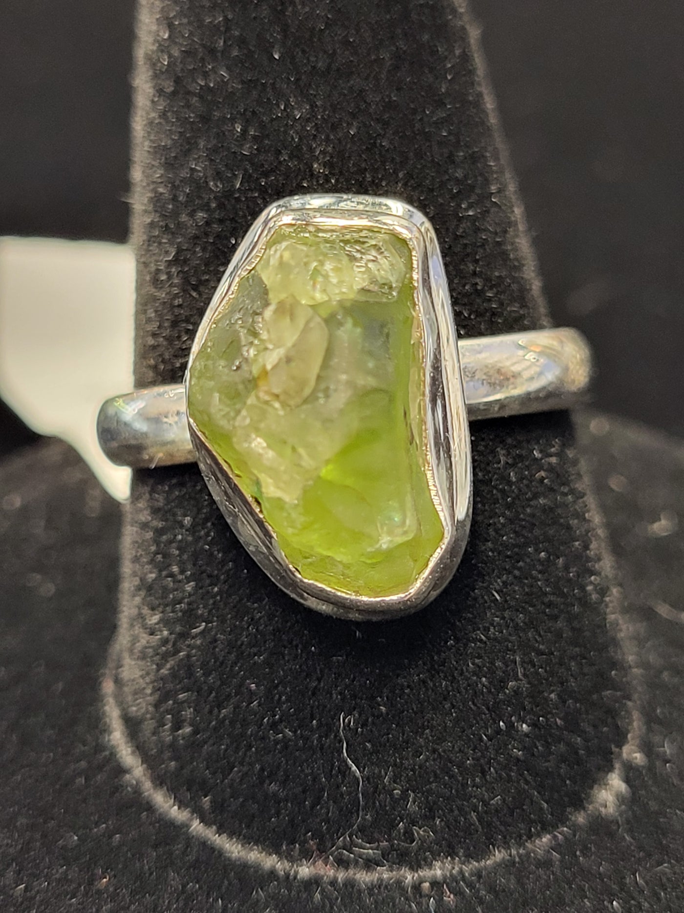 9 Peridot Freeform Ring Sterling Silver Size 9