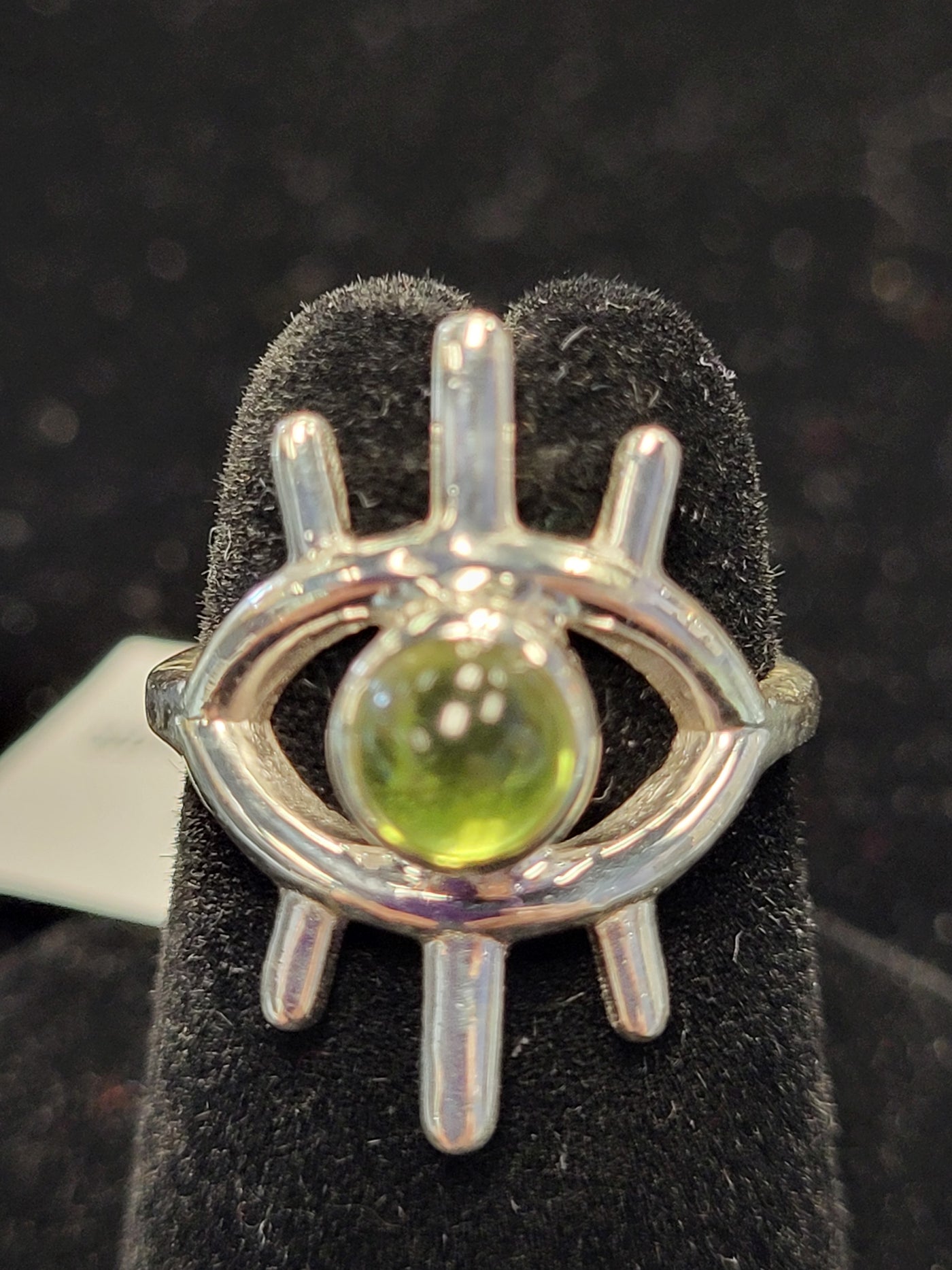 Peridot Evil Eye Ring Sterling Silver Size 4