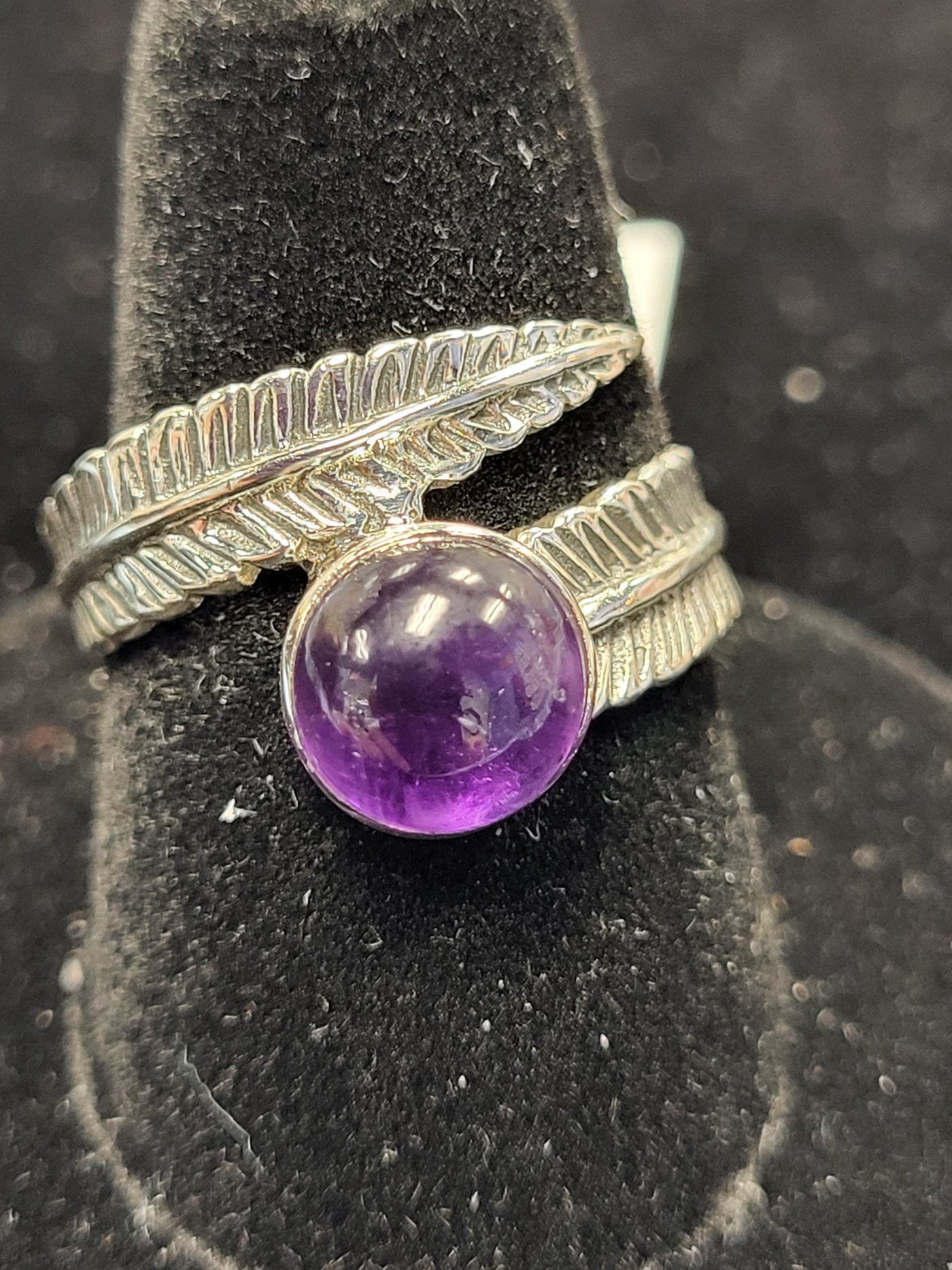 8Amethyst Feather Ring Sterling Silver Size 8