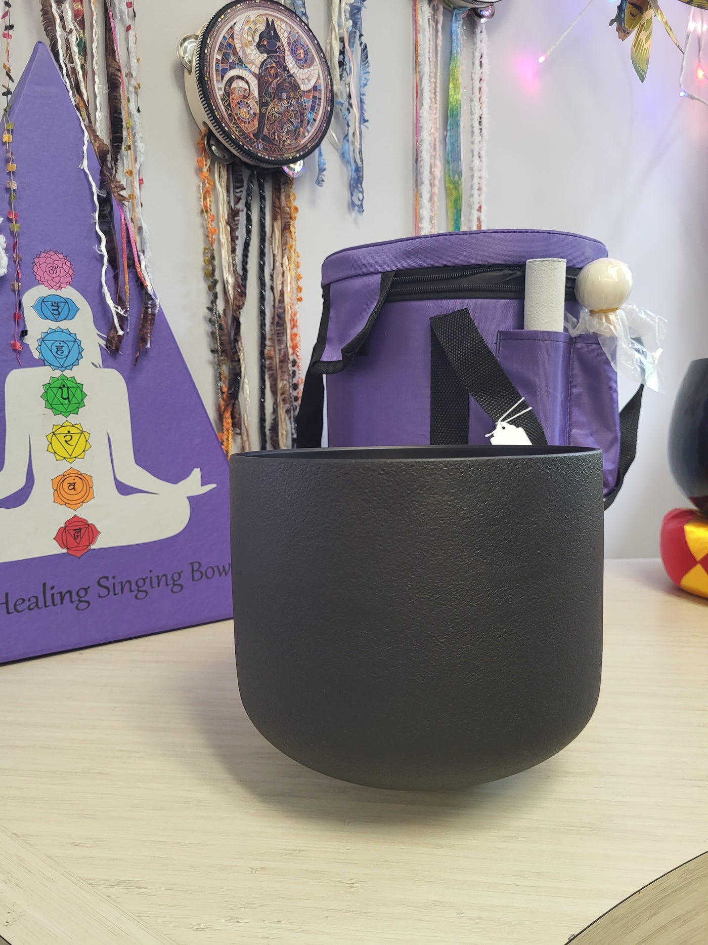 Heart Chakra Black Crystal Singing Bowl F Note