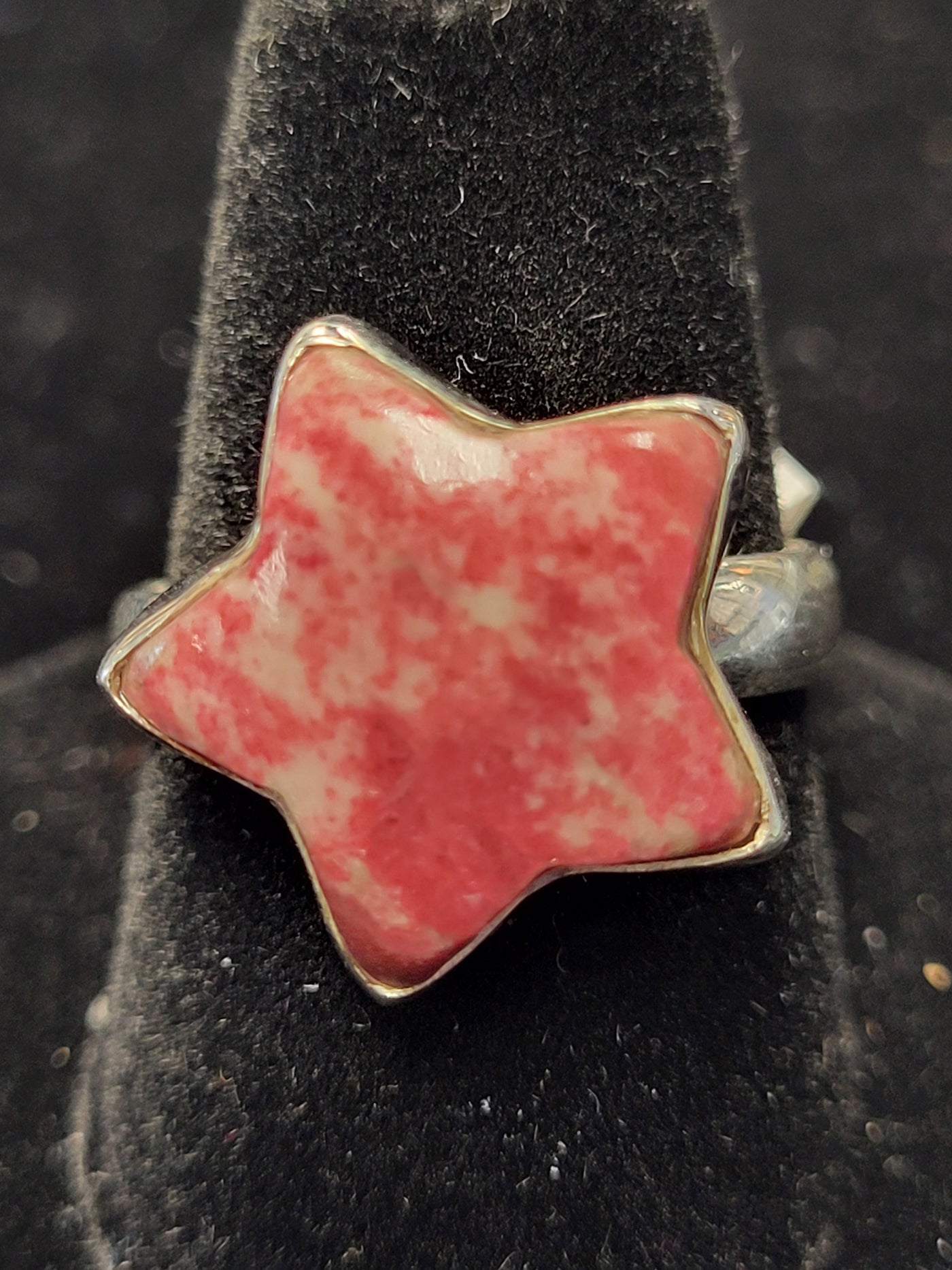 Thulite Star Ring Sterling Silver Size 8