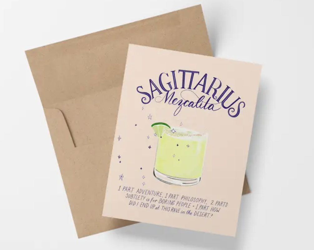 Sagittarius - Cocktail Zodiac Astrology  Greeting/Birthday Card