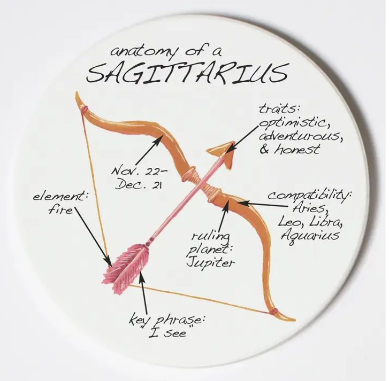 Sagittarius Zodiac Anatomy Coasters