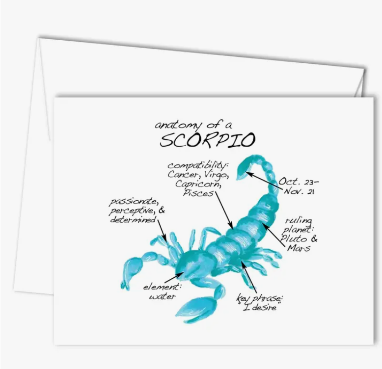 Scorpio Greeting/Birthday Card, Blank Inside