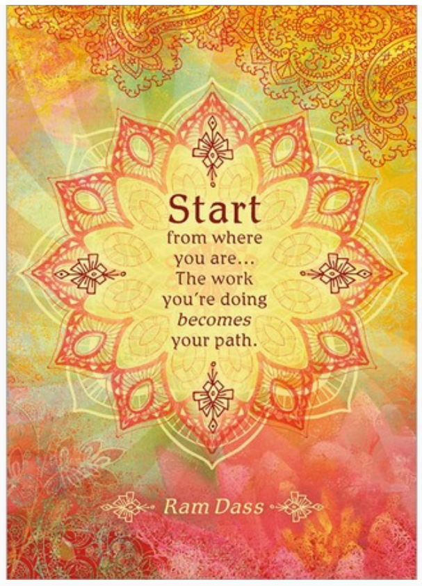 Start Where You Are-Ram Dass Text Greeting Card Blank inside
