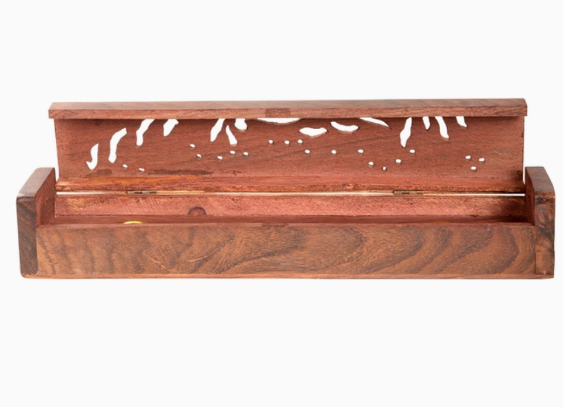 12" Sun & Moon Wooden Incense Storage Box & Ash Catcher