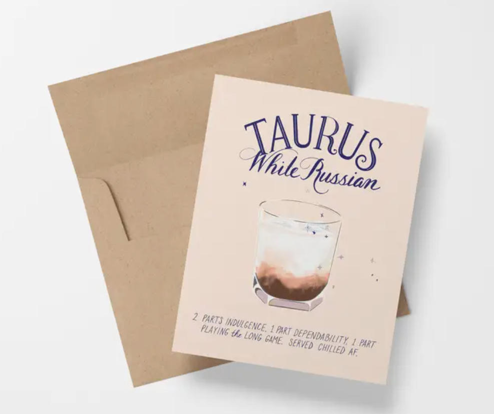 Taurus -Cocktail Zodiac Astrology  Greeting/Birthday Card