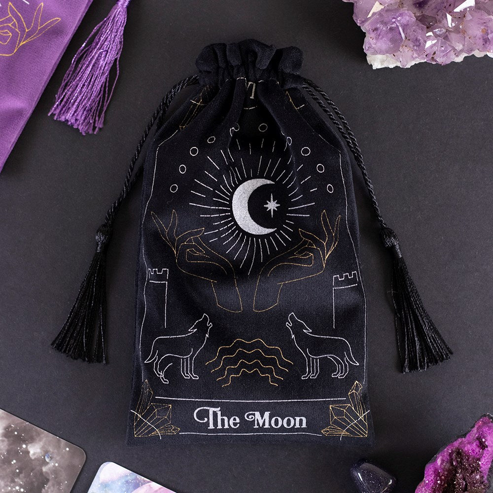 The Moon Tarot Card Drawstring Pouch Bag