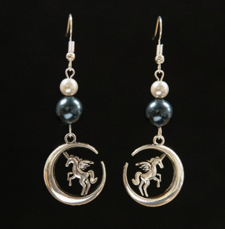 Unicorn in the Moon Dangle Earrings