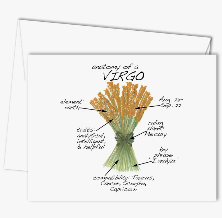 Virgo Greeting/Birthday Card, Blank Inside