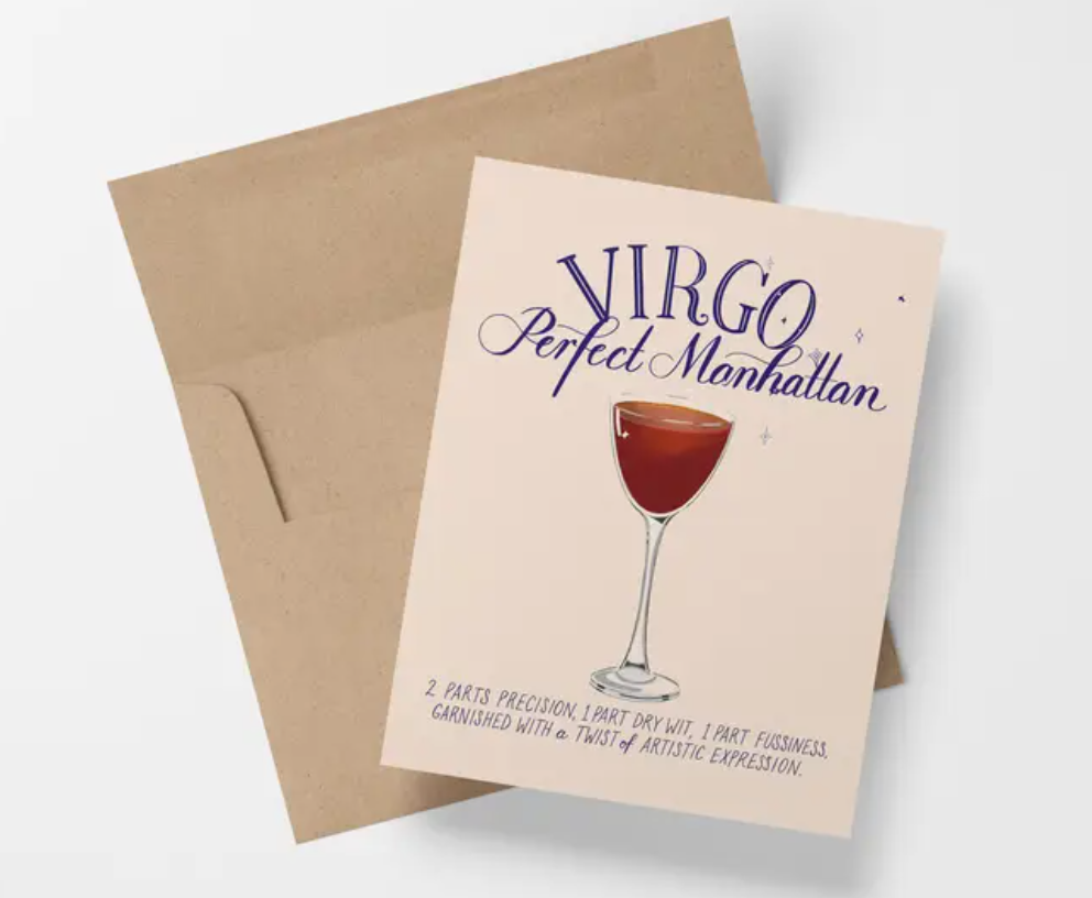 Virgo - Cocktail Zodiac Astrology  Greeting/Birthday Card