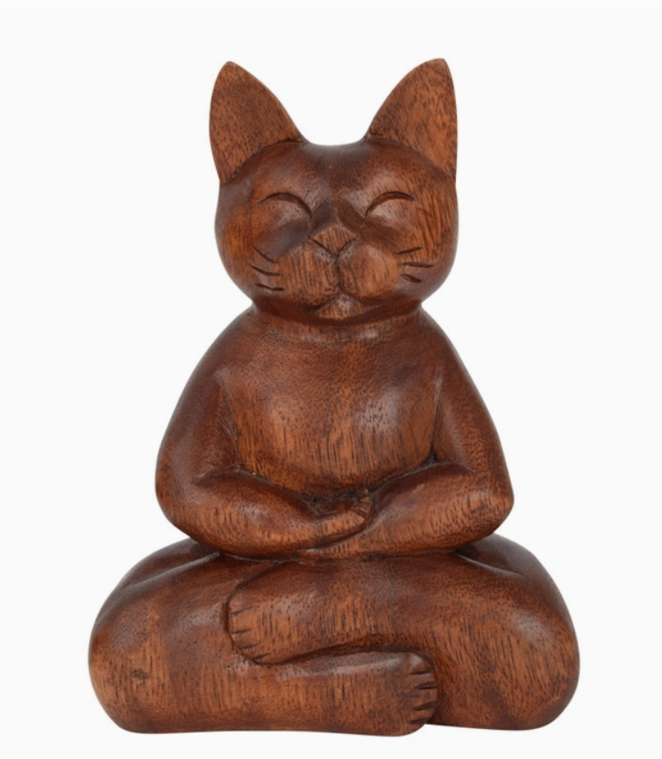 Meditating Cat - Wood