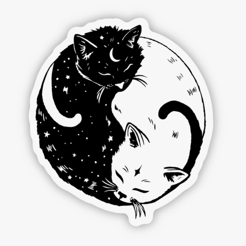 Yin & Yang Cat Sticker