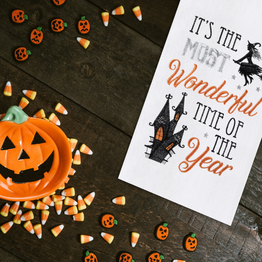 Halloween "It's The Most Wonderful Time" Witch Kitchen Towel