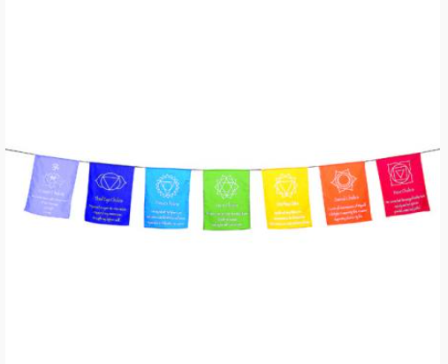 7 Chakra Prayer Flag 78"L