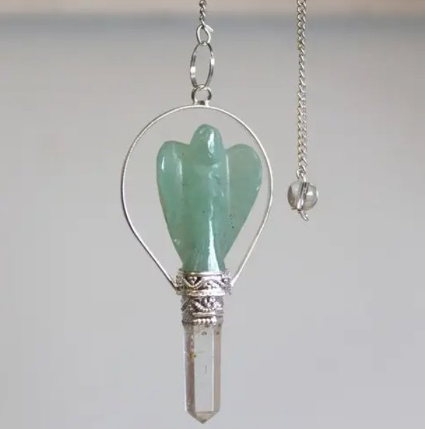 Green Aventurine Angel Pendulum with Ring
