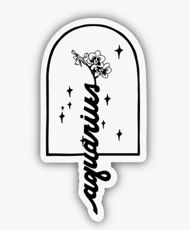 Aquarius Orchid Zodiac Sticker #BM-0001-3964