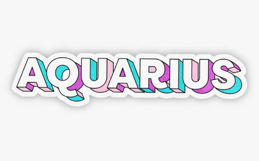 Aquarius Lettering Zodiac Sticker