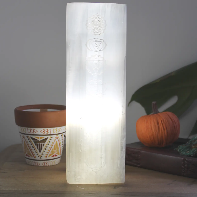 Selenite Chakra Lamp 9.8"