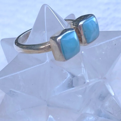 Larimar Double Square Ring, Sterling Silver