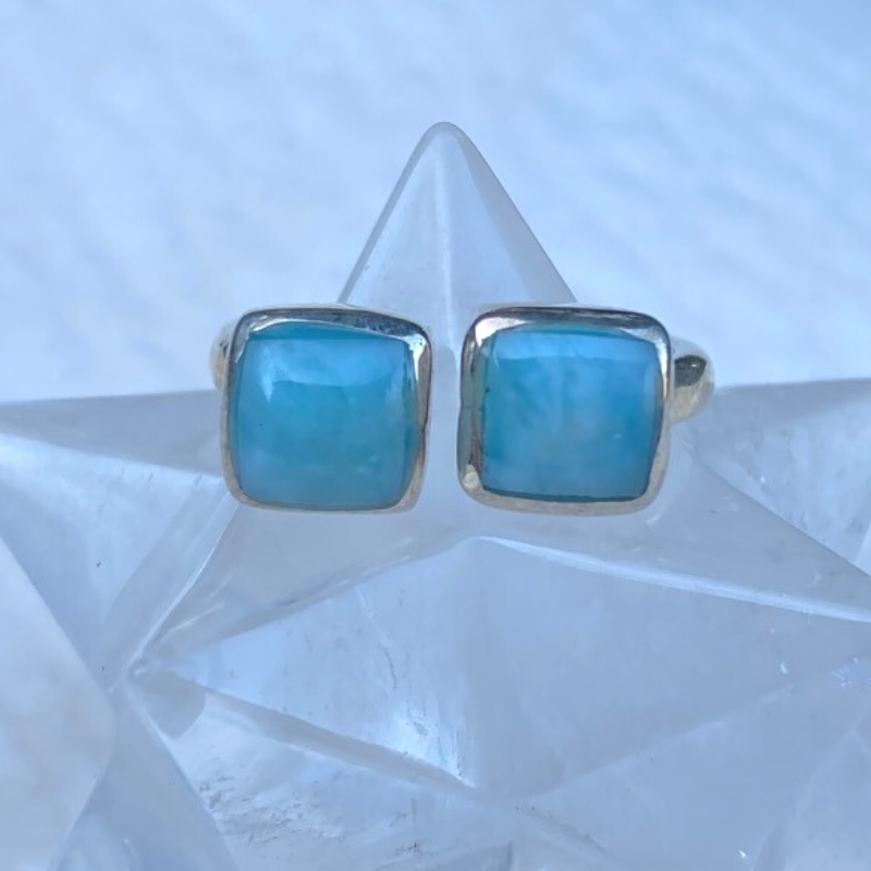 Larimar Double Square Ring, Sterling Silver