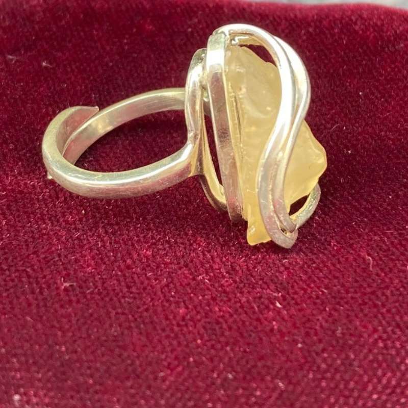 Libyan Desert Glass Free Form Ring, Sterling Silver