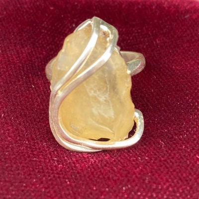 Libyan Desert Glass Free Form Ring, Sterling Silver
