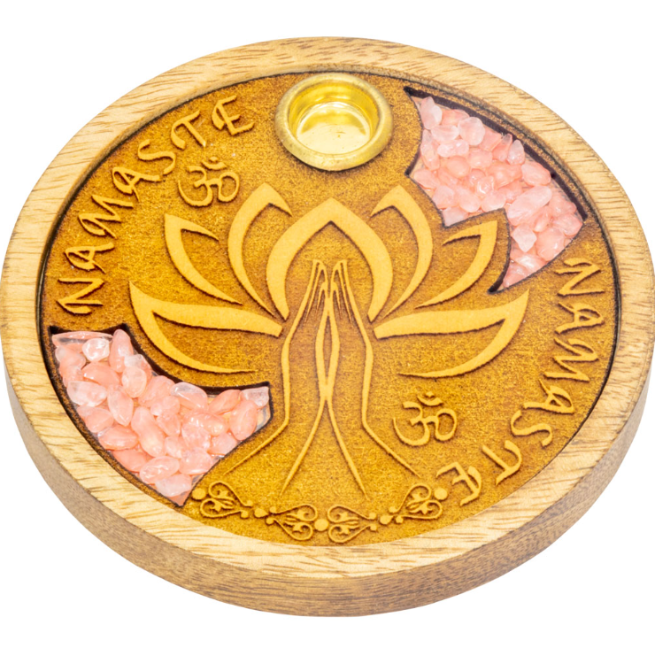 Namaste w/ Rose Quartz inlay Incense Holder